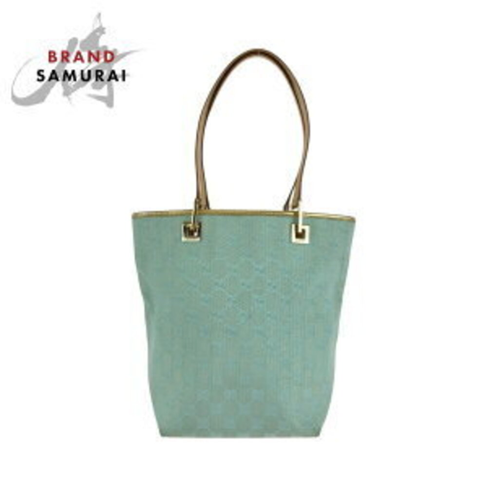 GUCCI Emerald Green GG Canvas Leather Tote Bag Handbag